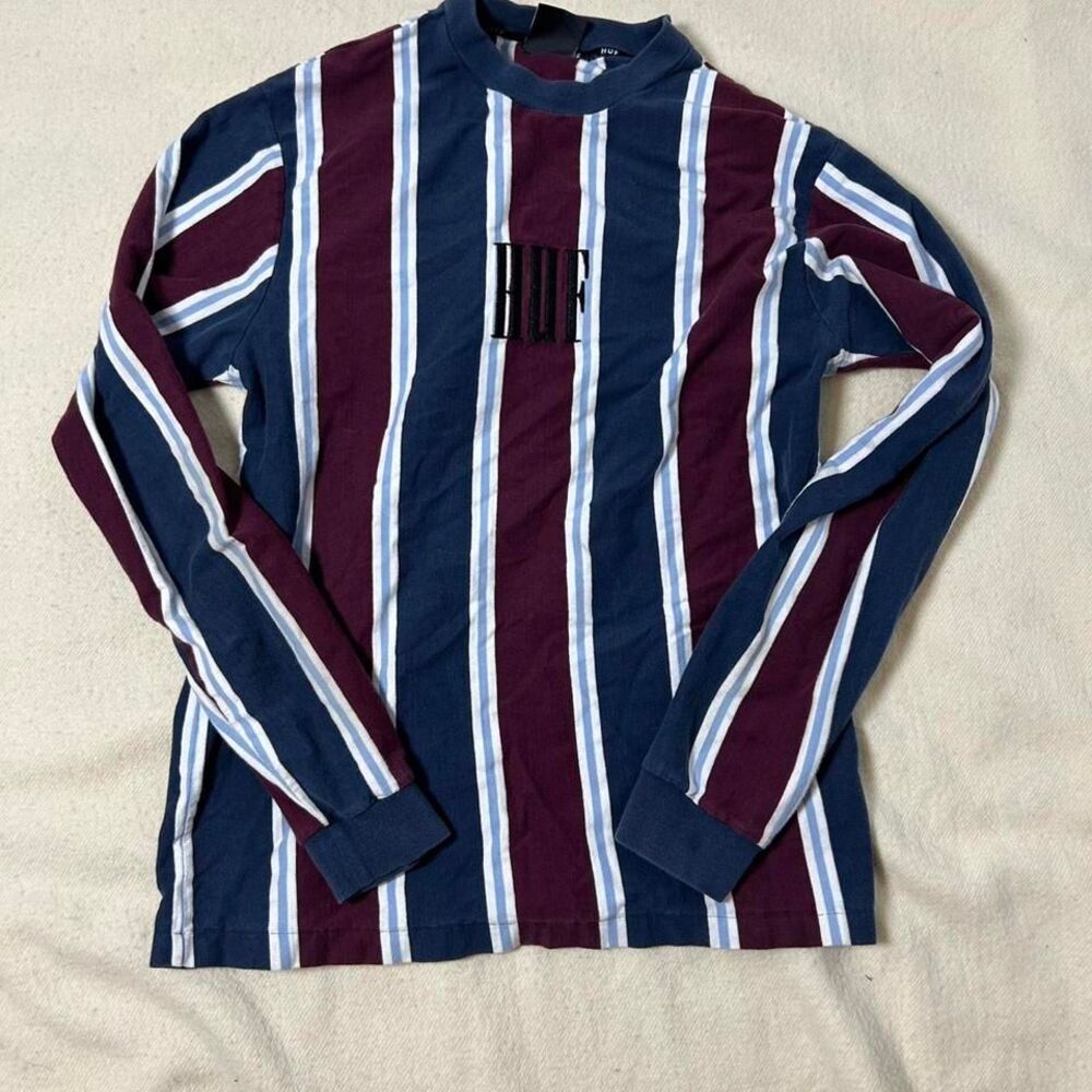 Navy and white HUF striped long sleeve shirt #stripes Medium‎